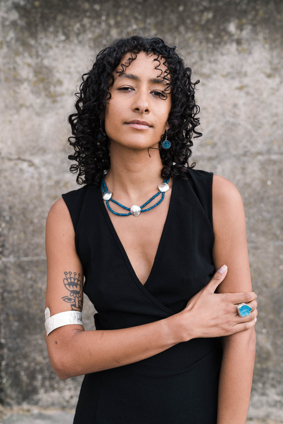 Apatite and Reticulated Silver Necklace