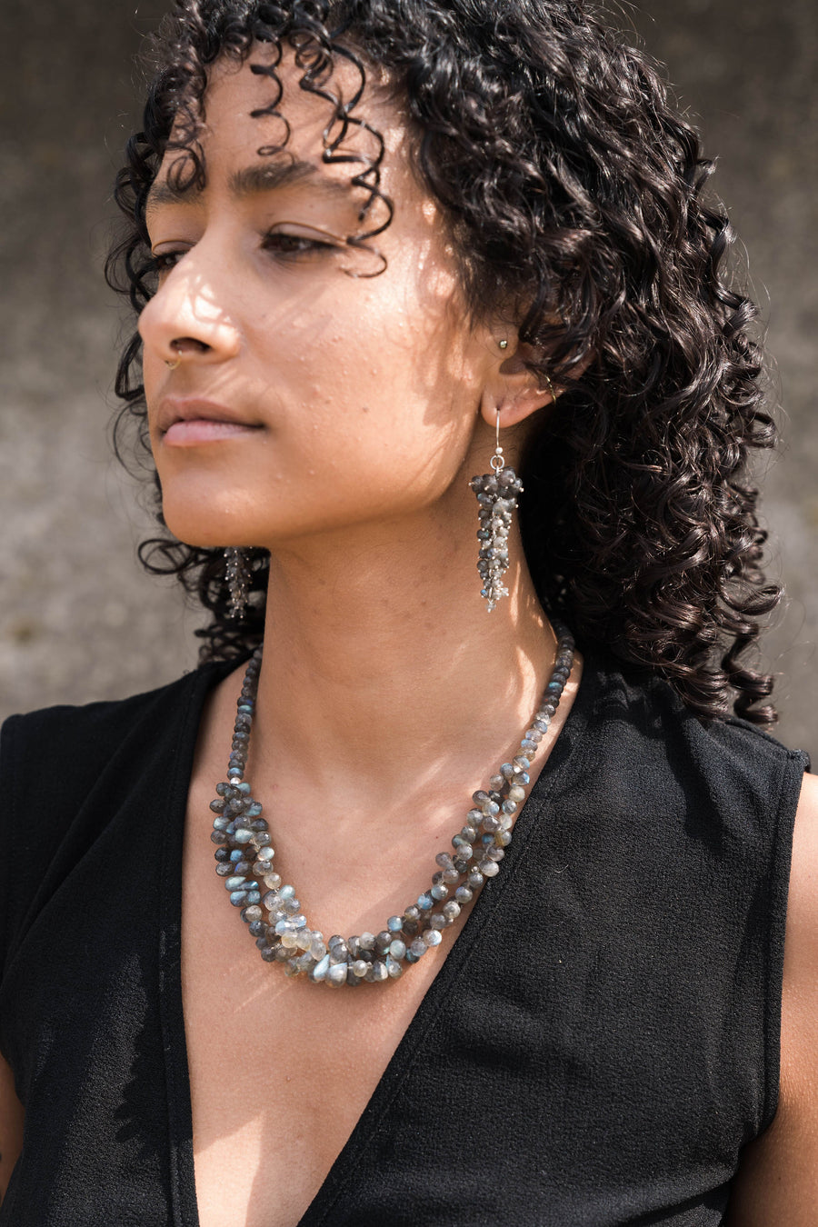 Labradorite grape earrings