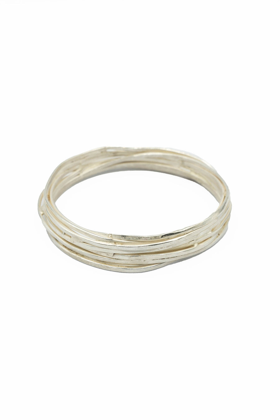 Ten strand silver bangle