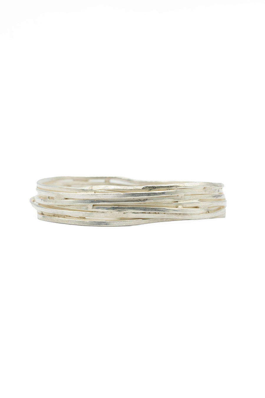 Ten strand silver bangle