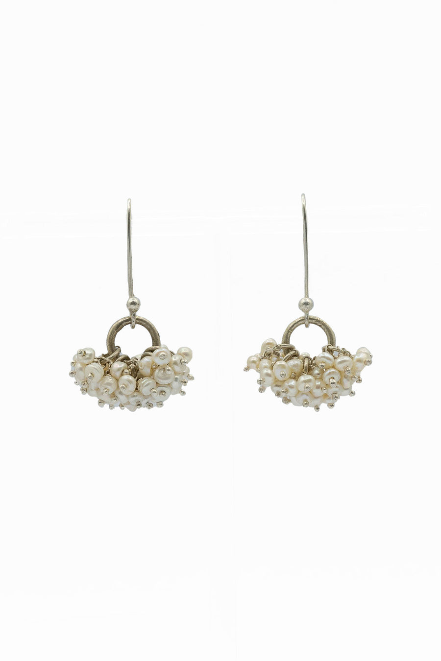 Pearl and silver droplet earrings