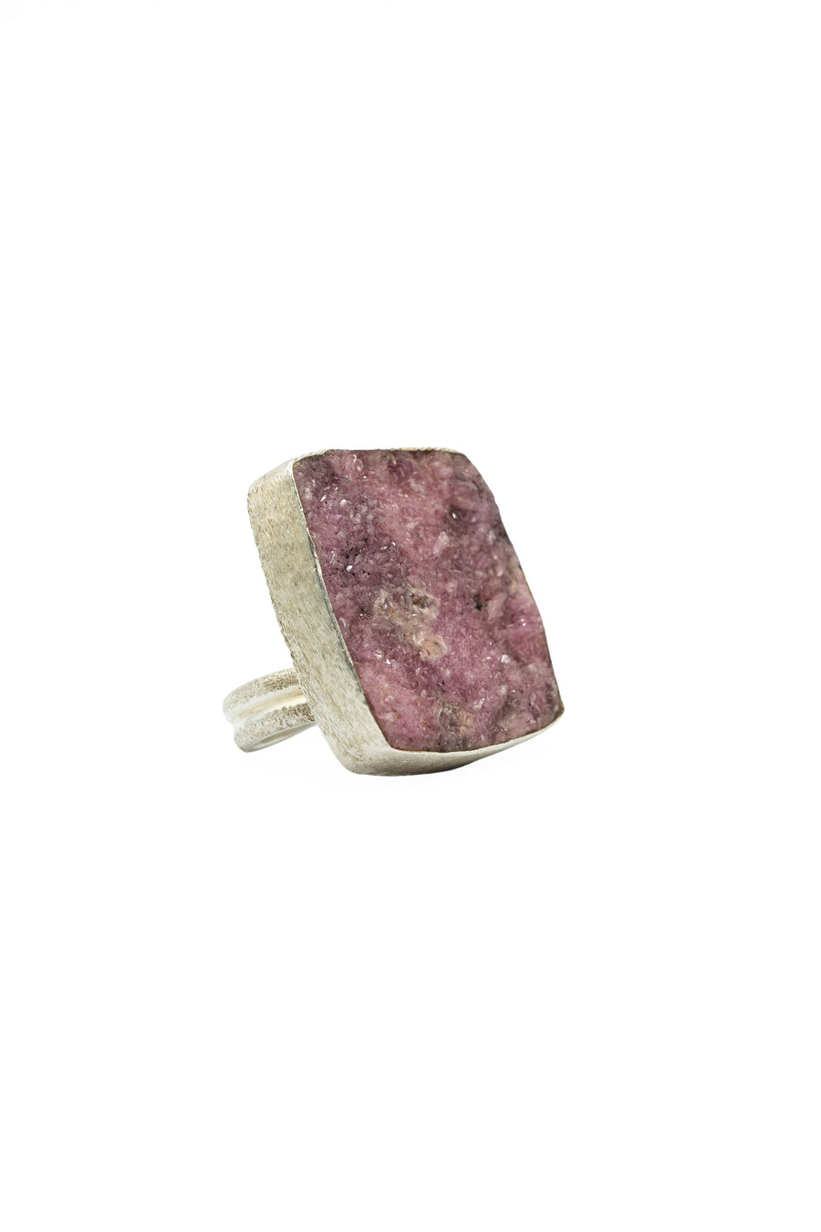 Cobalt calcite - Pink Drusy Silver Ring