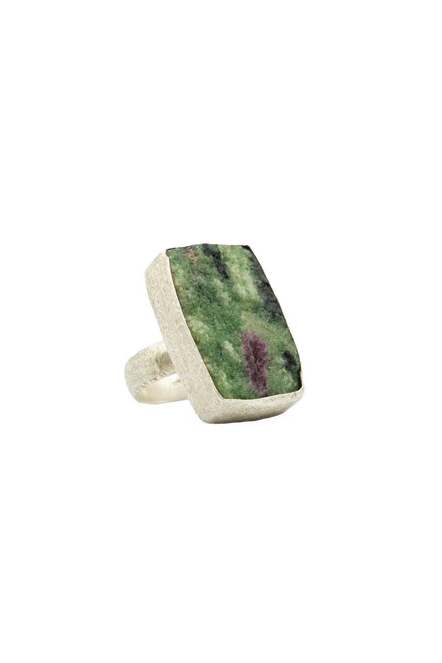 Ruby Zoisite silver adjustable ring