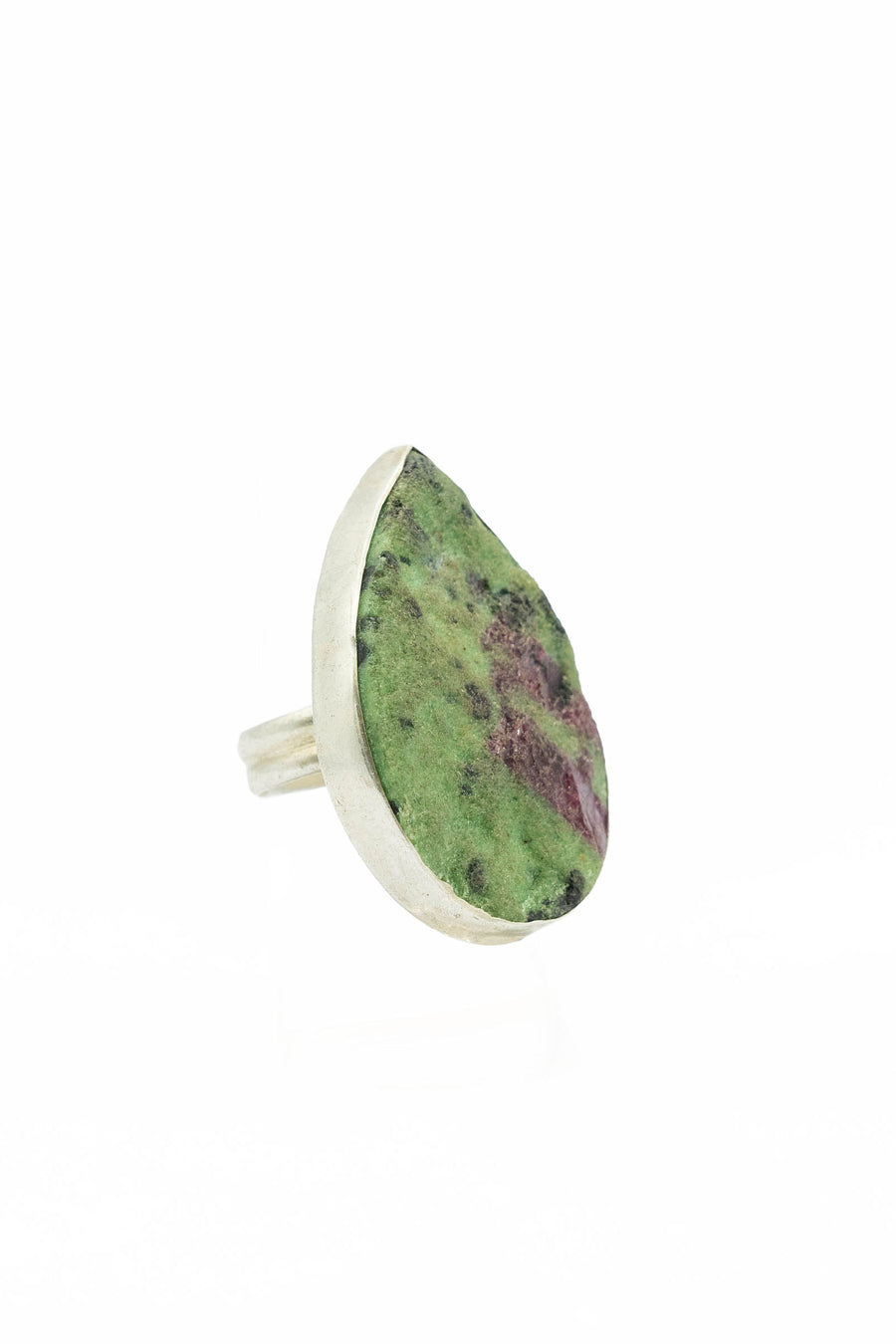 Ruby Zoisite silver adjustable ring