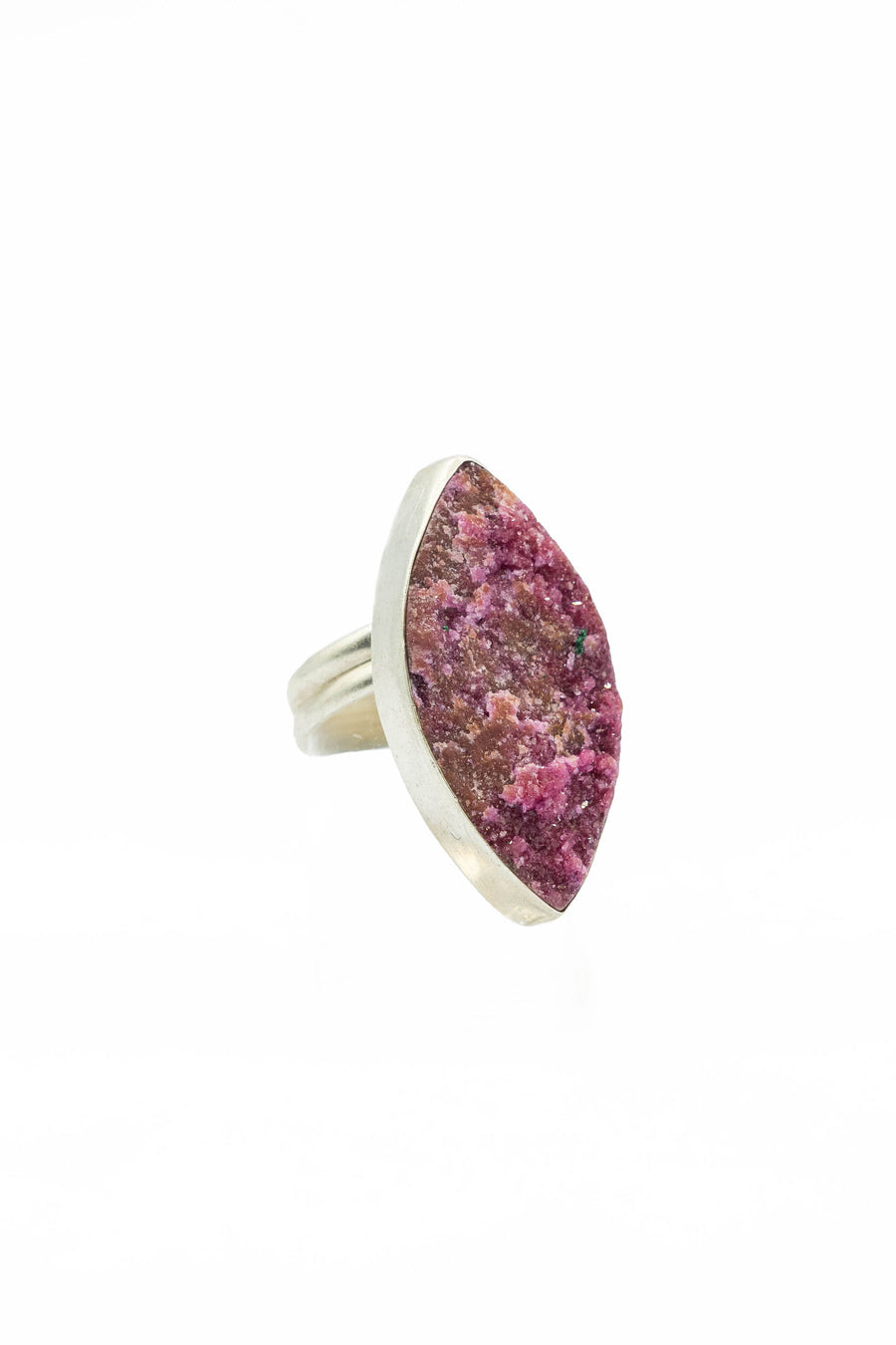 Cobalt calcite - Pink Drusy Silver Ring