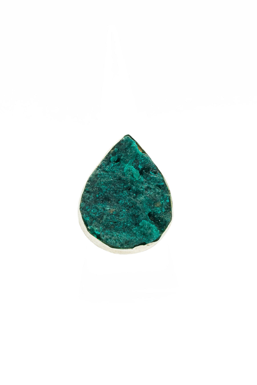 Dioptase Drusy and silver adjustable ring