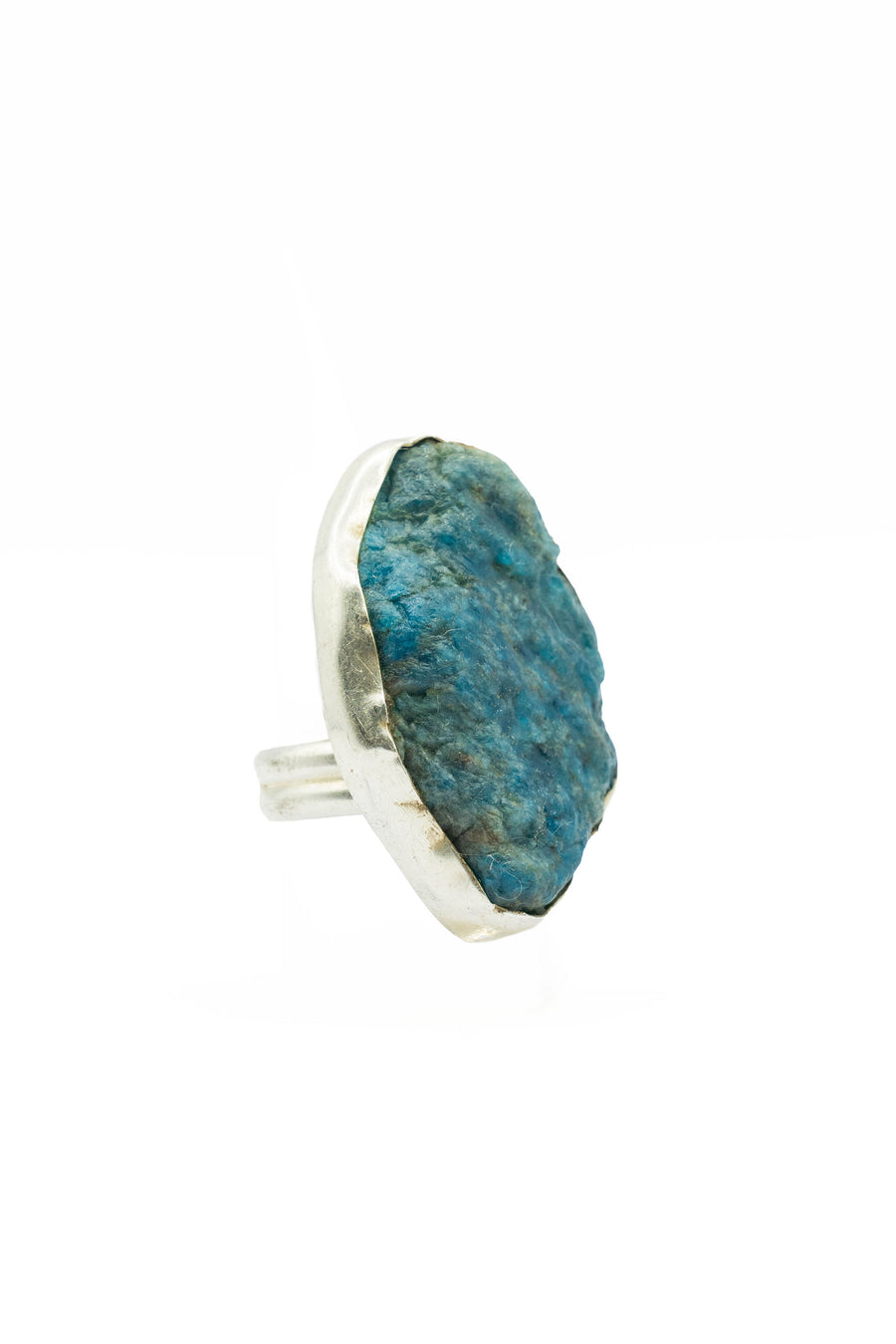 Raw Apatite Silver Ring