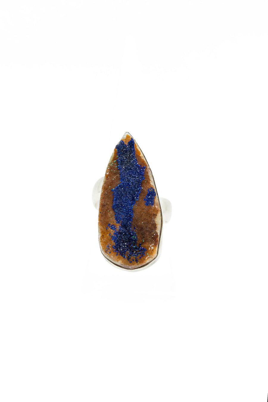 Azurite Drusy and silver adjustable ring