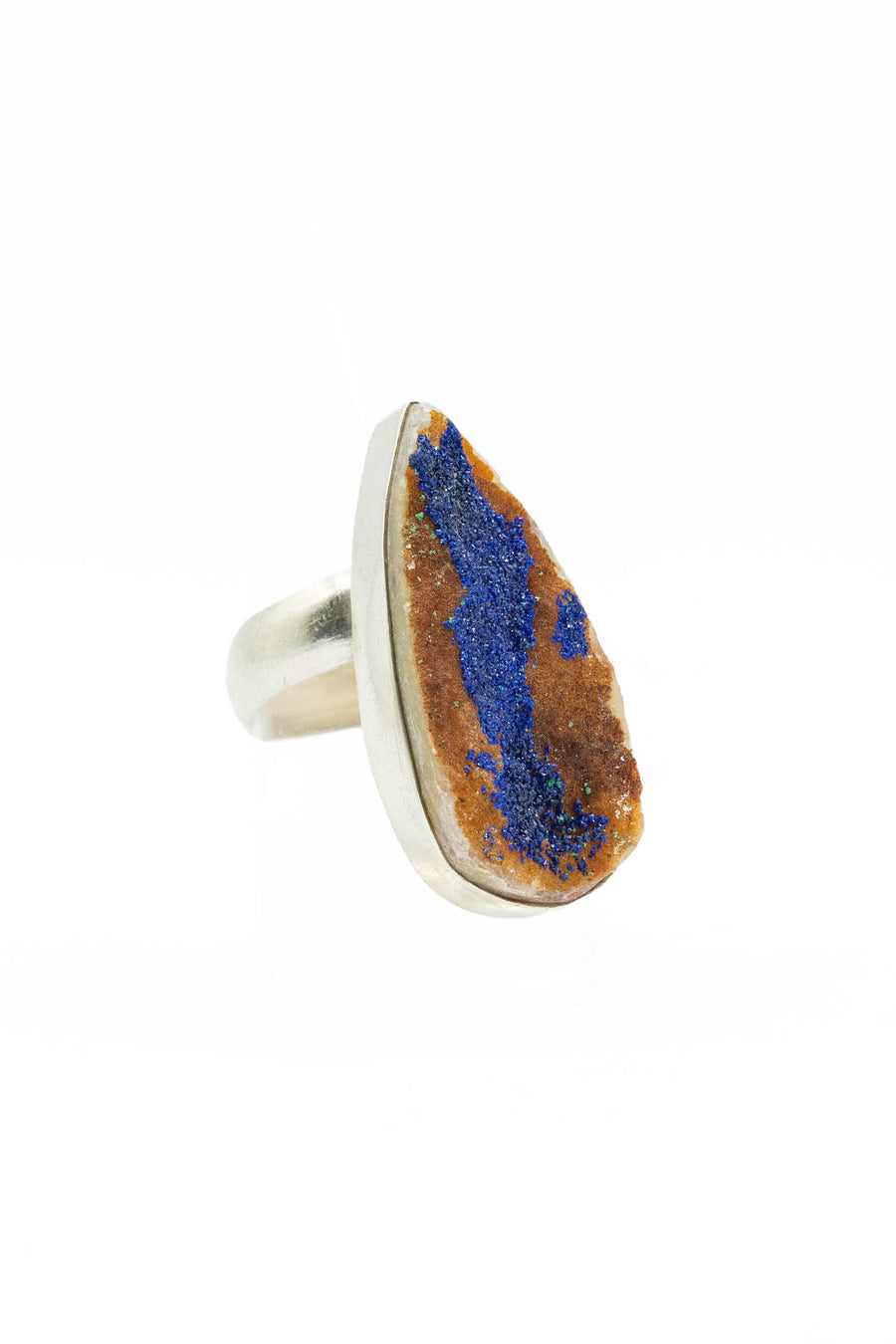 Azurite Drusy and silver adjustable ring