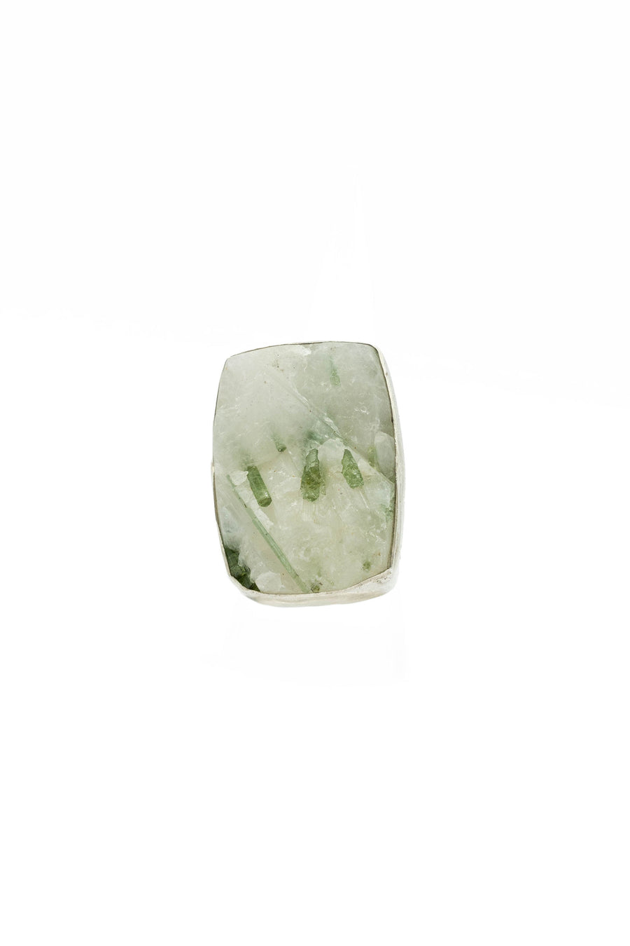 Green tourmaline adjustable silver ring