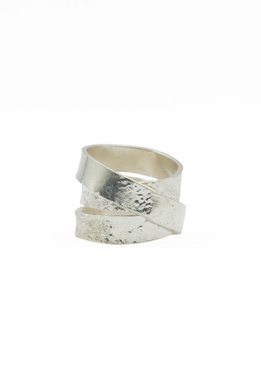 Crossover Silver Reticulated Ring