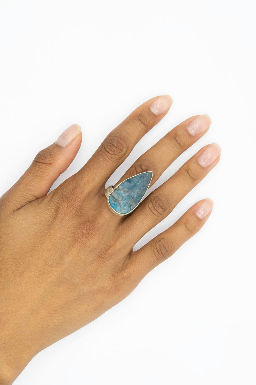 Raw Apatite Silver Ring