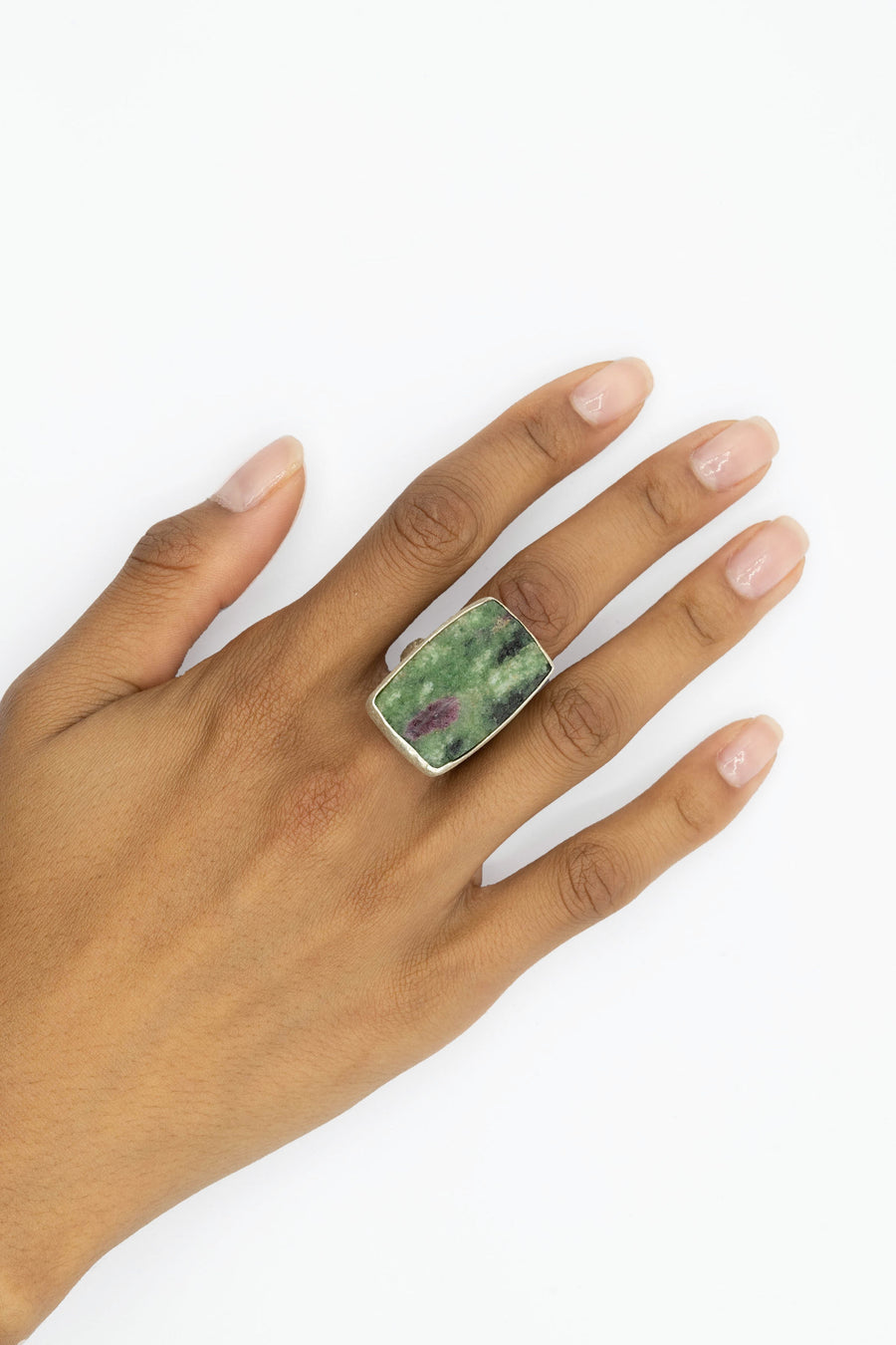 Ruby Zoisite silver adjustable ring