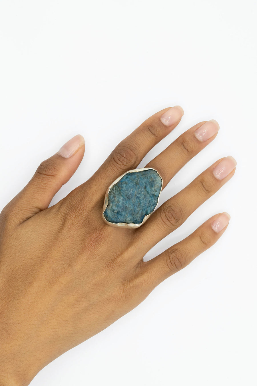 Raw Apatite Silver Ring