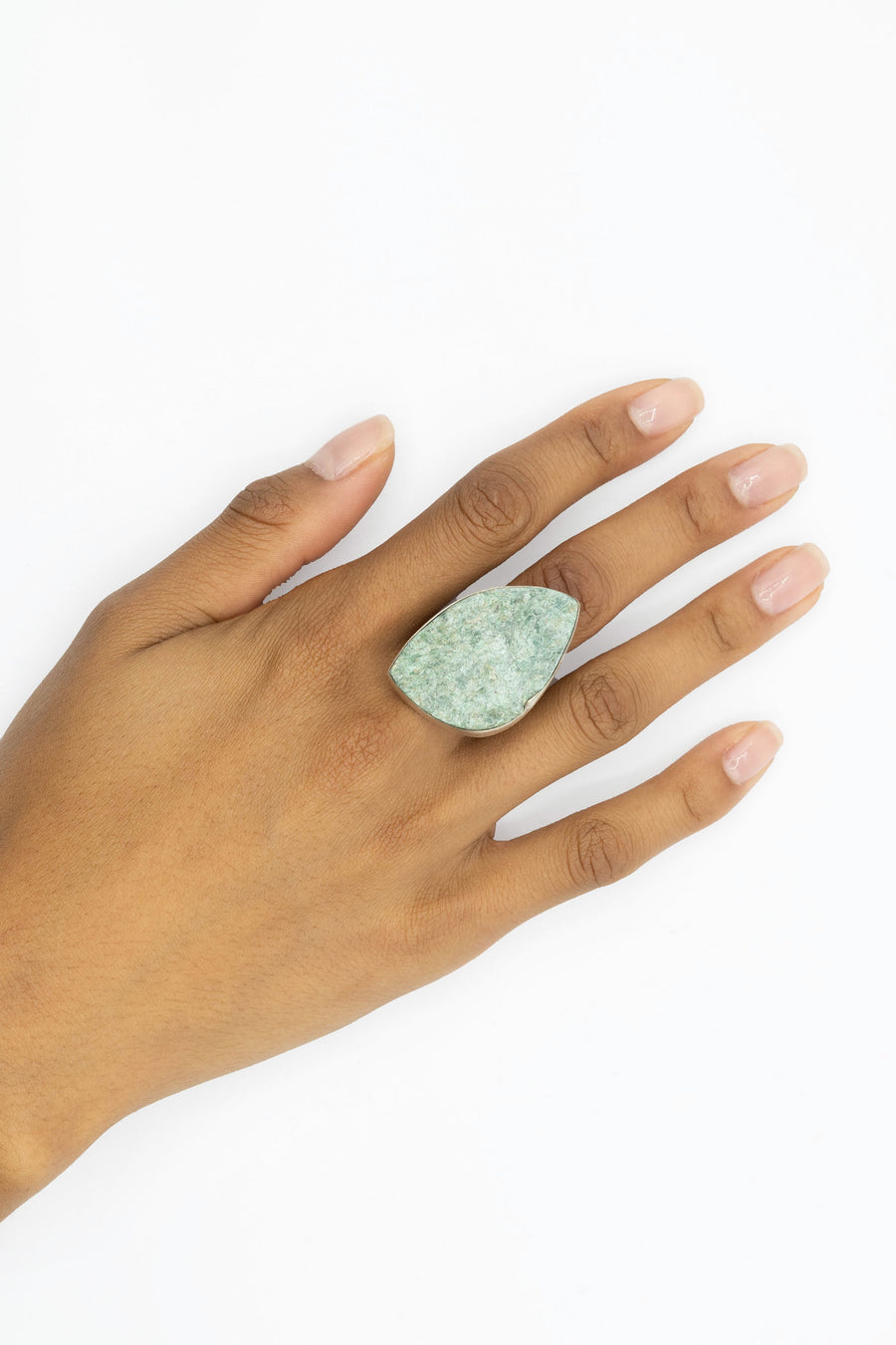 Fuchsite adjustable silver ring.